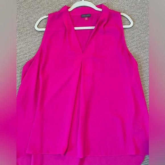 Vince Camuto hot pink vneck sleeveless top - Picture 2 of 6